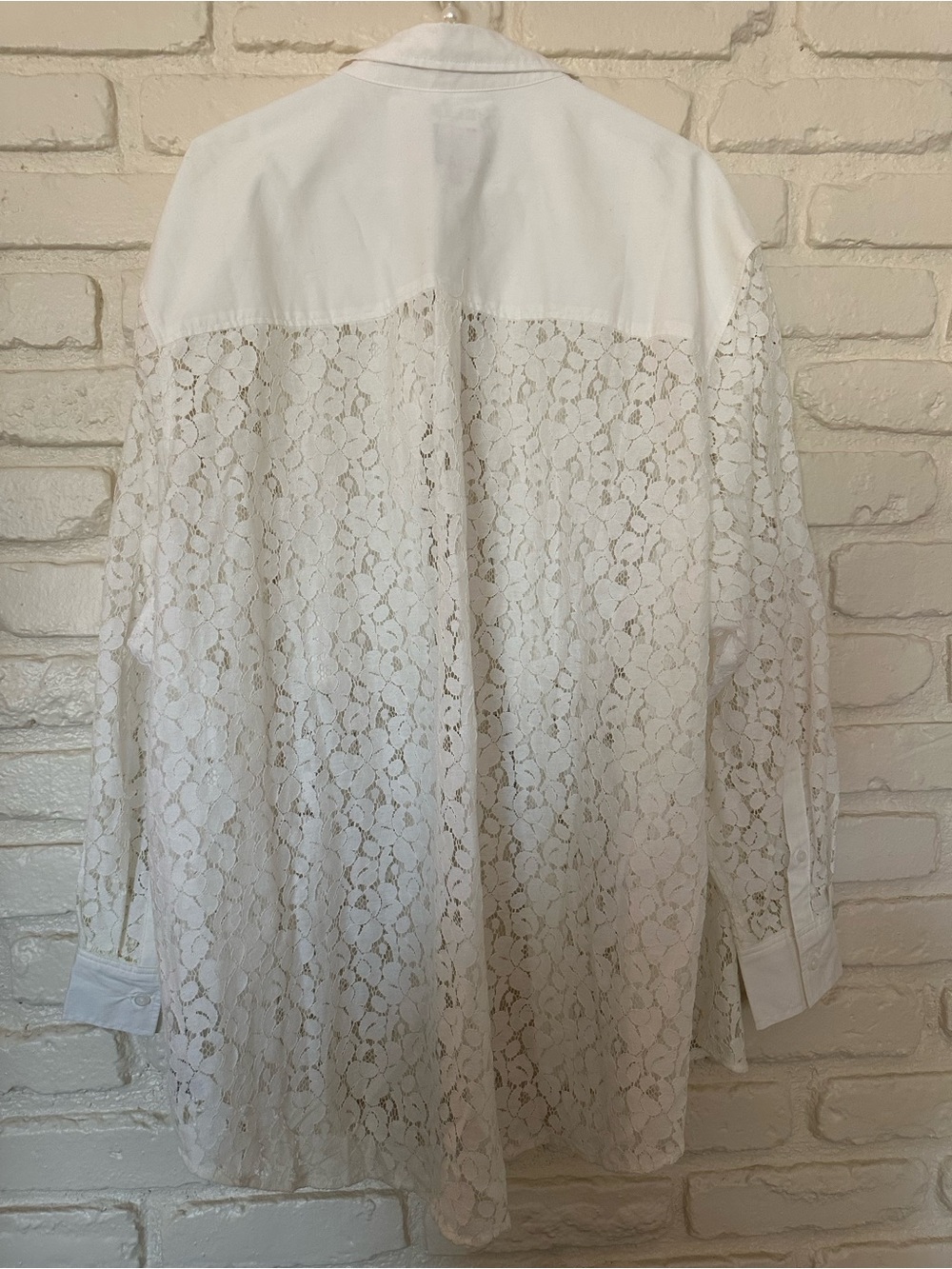 GAP Big Shirt white Lace Panel Button-Down Shirt Sz XL - Picture 5 of 5